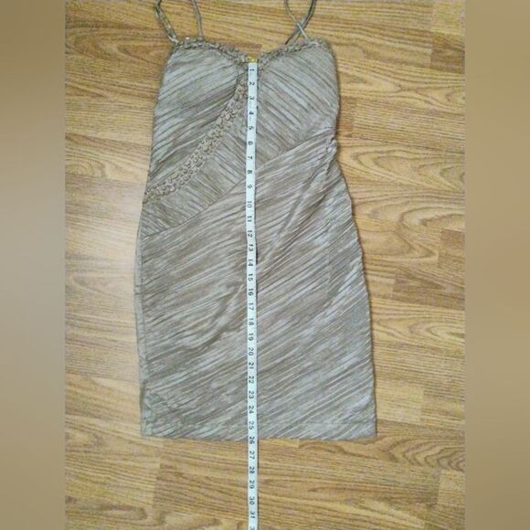 Lucy & Co. Champagne Beaded Mini Dress Stretchy size Small - Picture 7 of 16